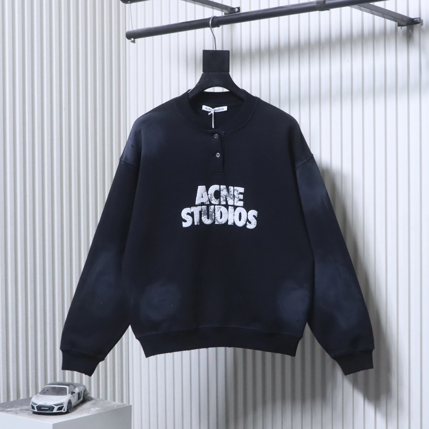 Acne Studios Distressed Hoodie Black