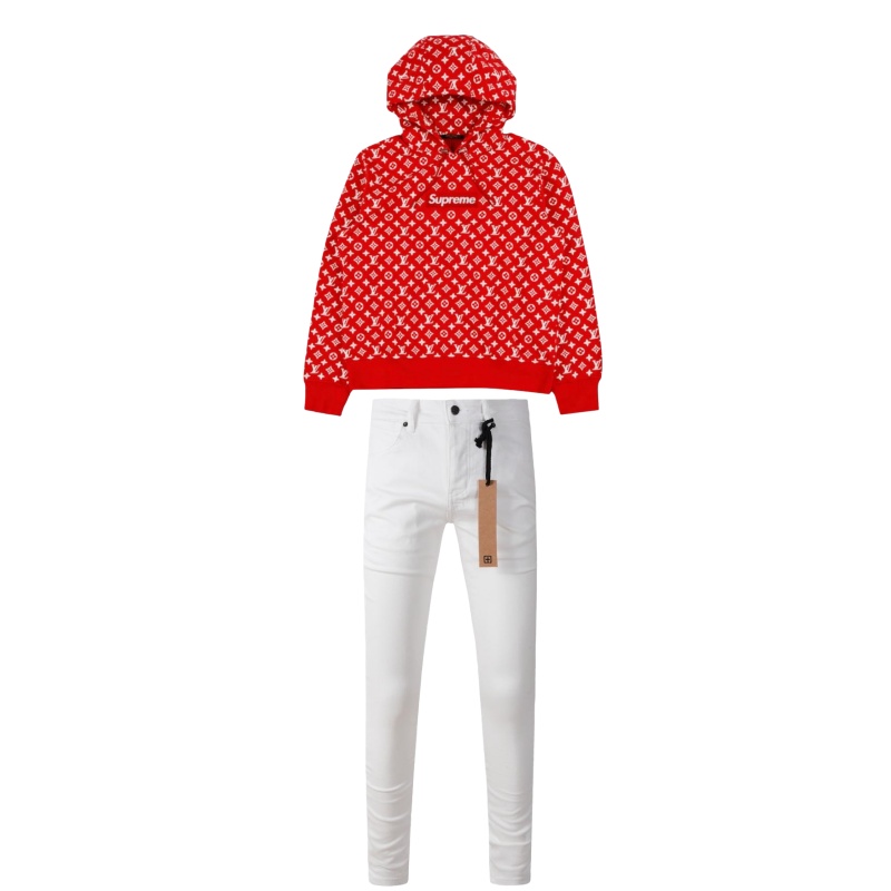 Louis Vuitton x S Box Logo Hooded Sweatshirt Red + Ksubi Jean 3026