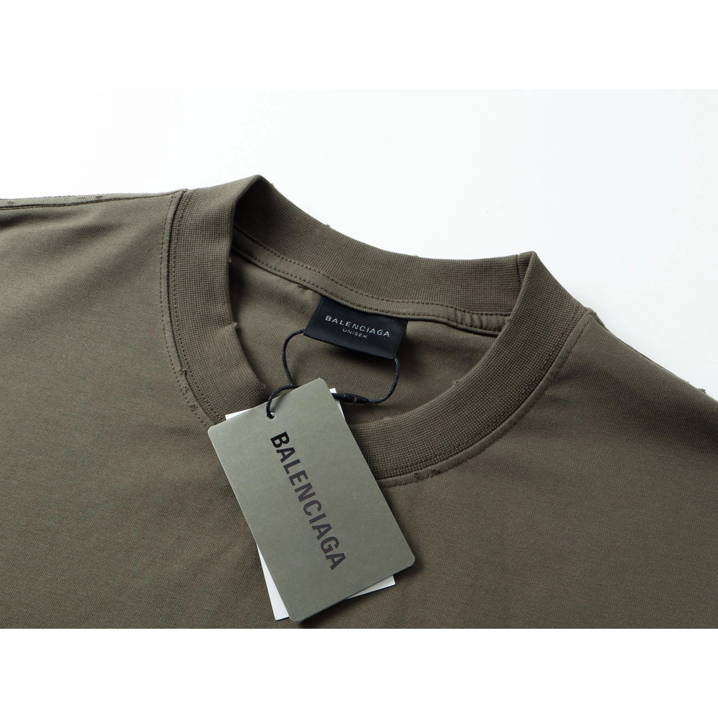 Balenciaga Masking Tape Printed Washed Distressed T-shirt Black/White/Olive Green
