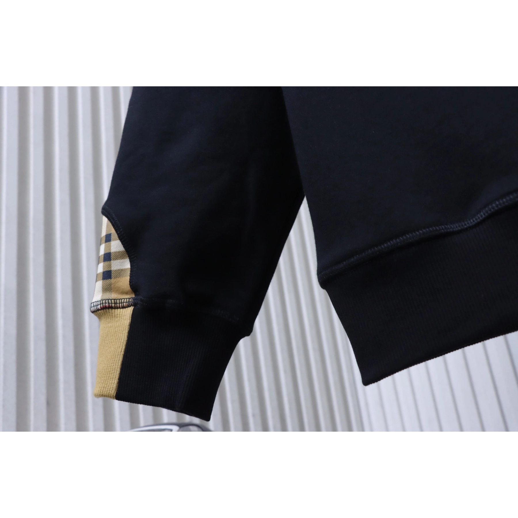 Burberry Check-Pocket Crewneck Sweatshirt Black