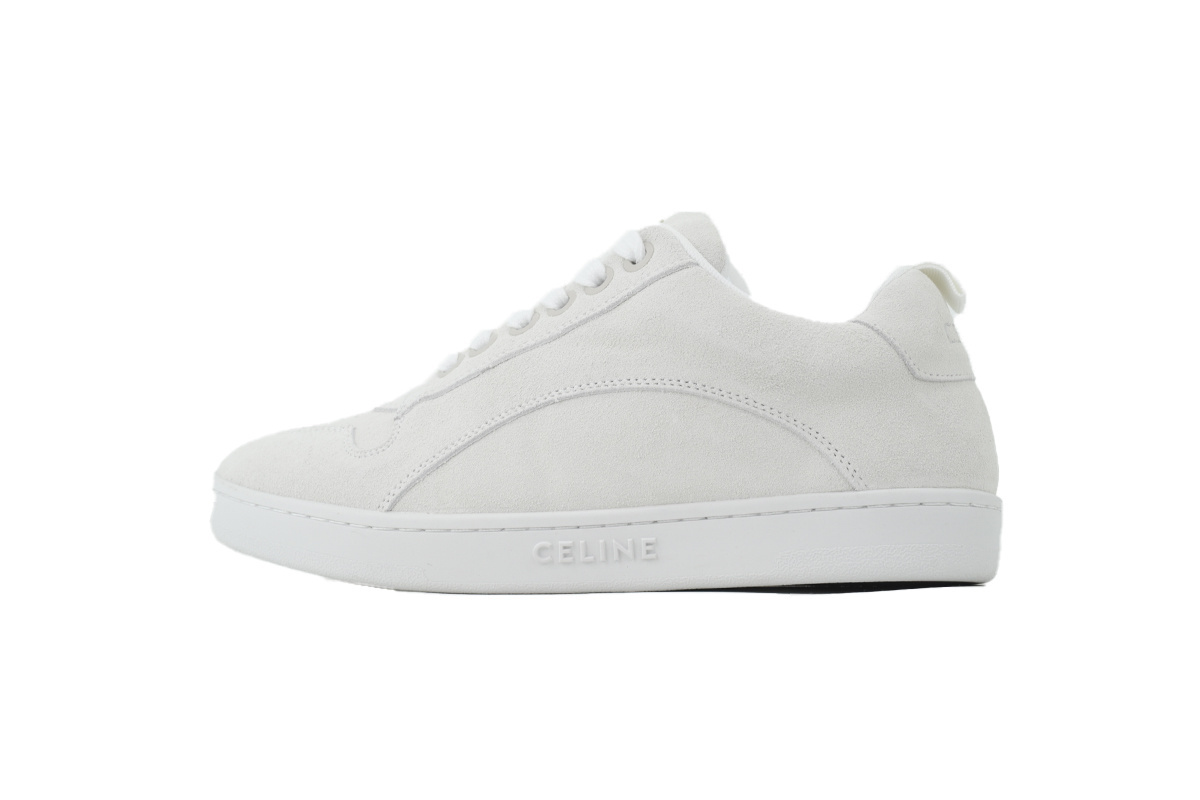Celine Huntington Suede Sneaker White