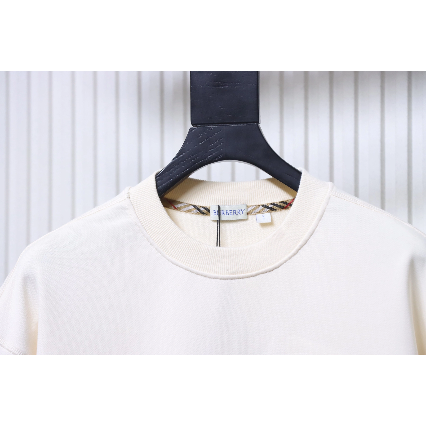 Burberry Check-Pocket Crewneck Sweatshirt White