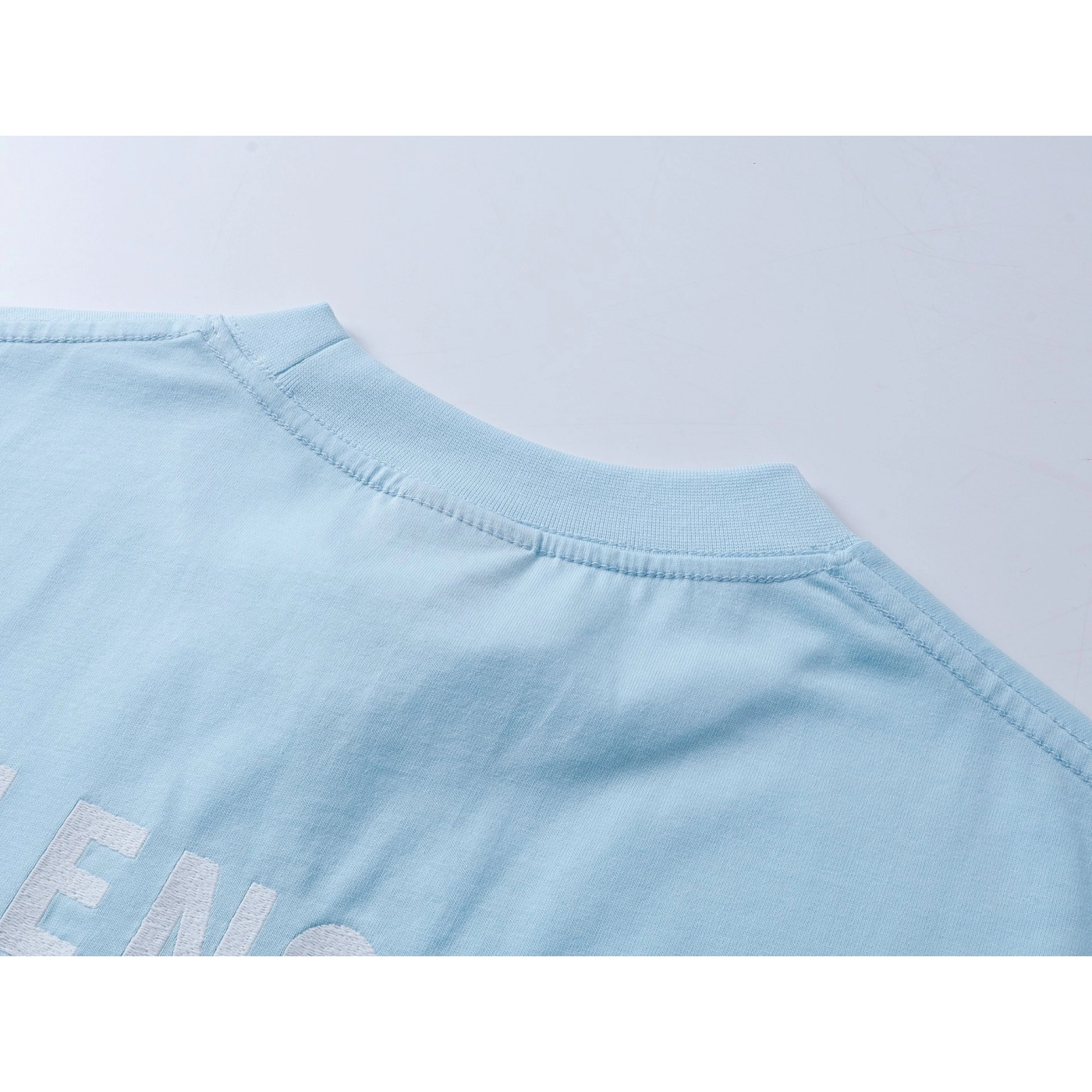 Balenciaga Logo Embroidered Washed Distressed T-shirt Black/Blue