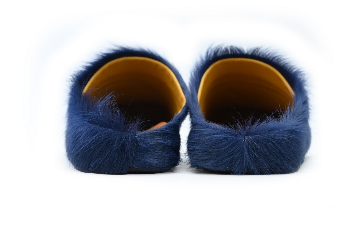 Marni Loafers Long-hair Calfskin Fussbett Dark Blue Slippers