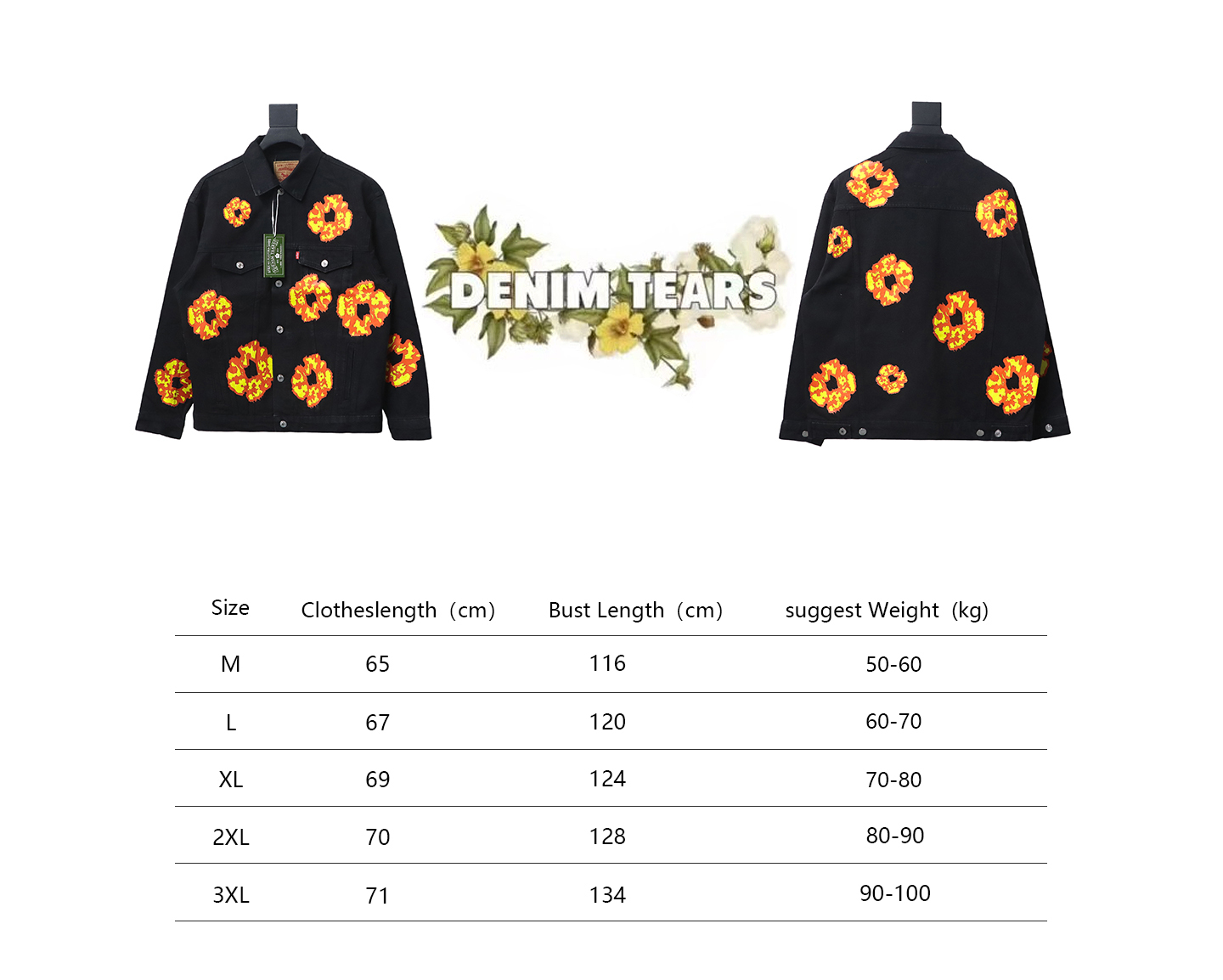 Denim Tears x Levi's Yellow Cotton Wreath Black Wash Jacket