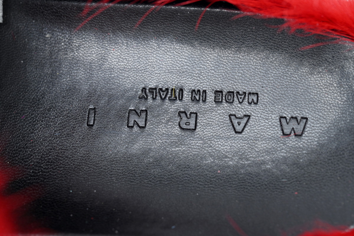 Marni Loafers Long-hair Calfskin Fussbett Sabot Red Slippers