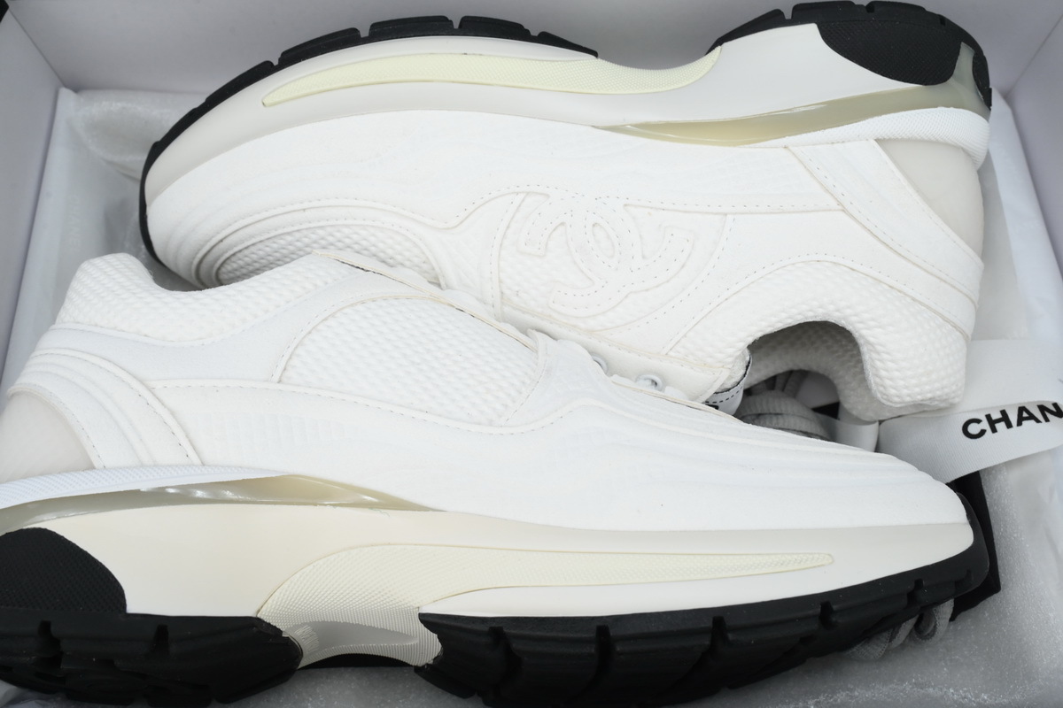 Chanel Fabric Laminated Low Top Sneakers White