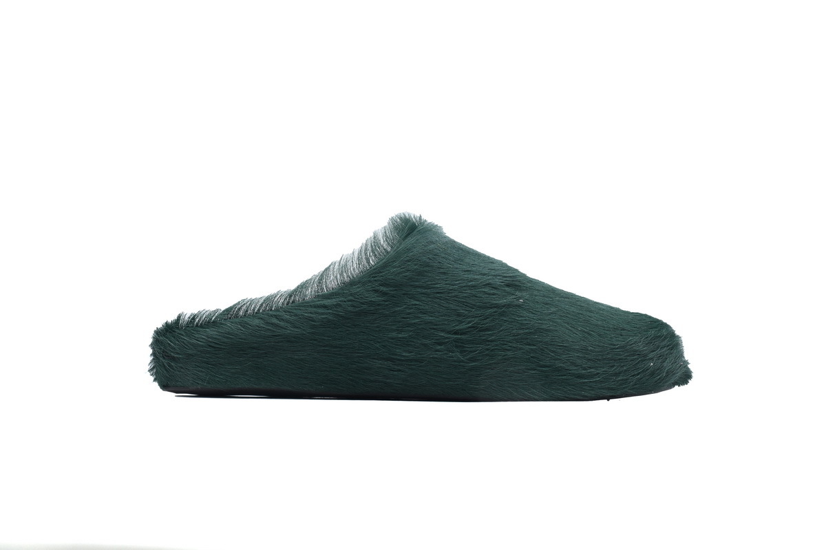Marni Loafers Long-hair Calfskin Fussbett Sabot Deep Green Slippers