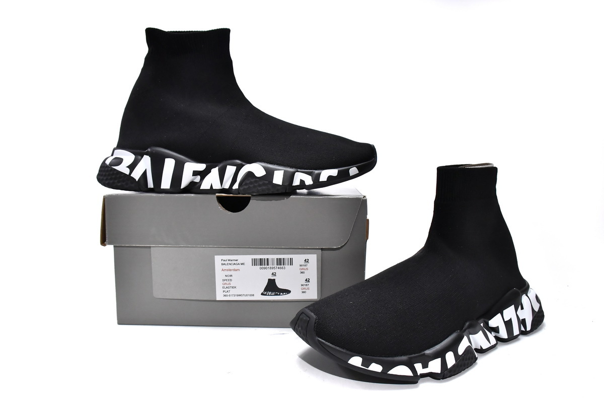 Balenciaga Speed Graffiti Knit High Top Sock Sneakers