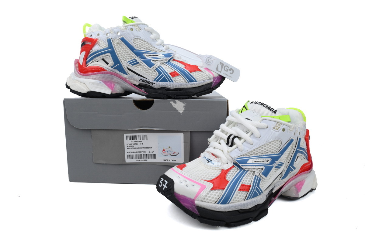 Balenciaga Runner White Blue Red 677402 W3RB6 9645