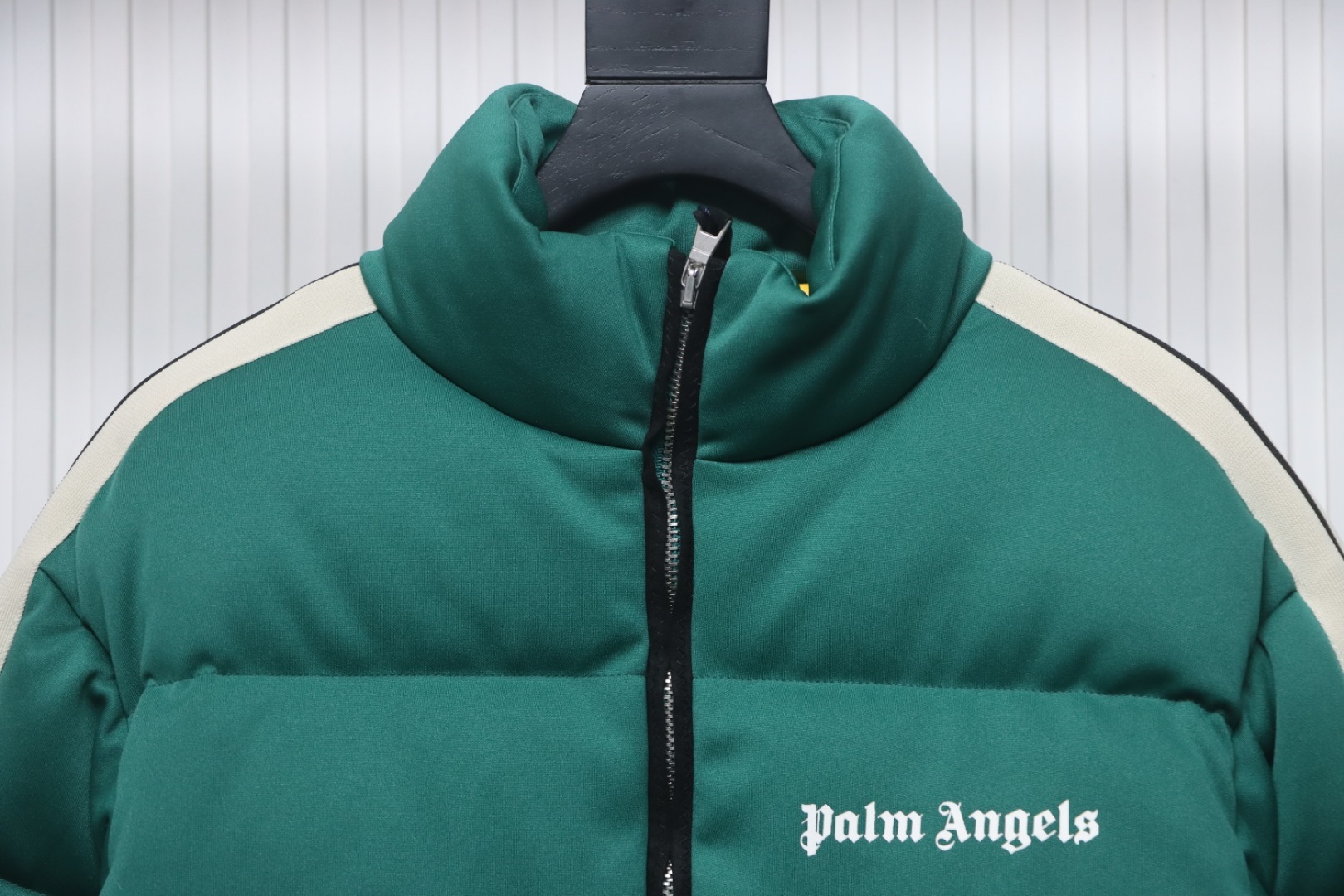 Moncler Palm Angels Striped Quilted Shell Down Jacket Green