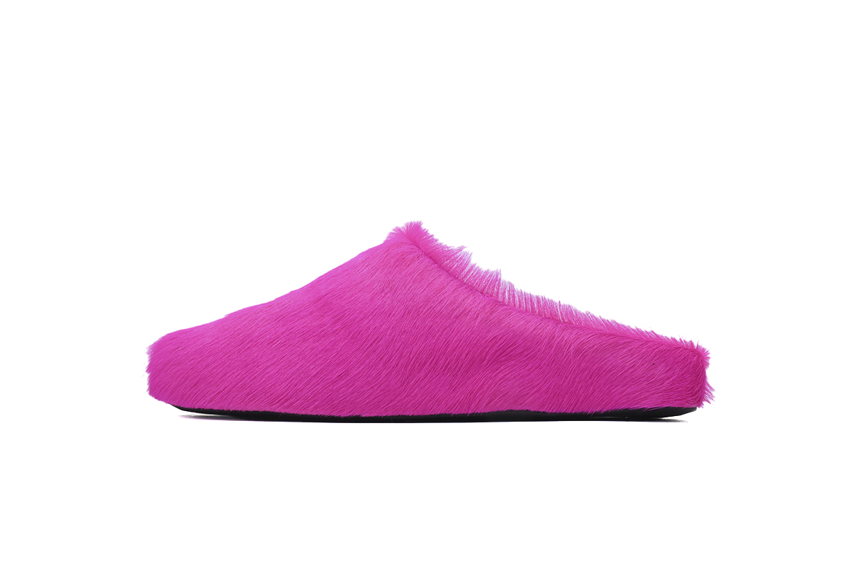 Marni Loafers Long-hair Calfskin Fussbett Sabot Rose Red Slippers