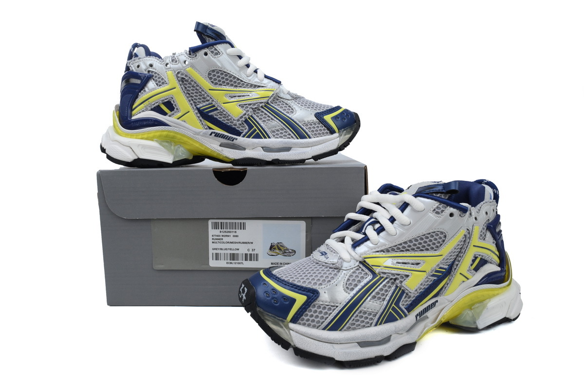 Balenciaga Runner White yellow and blue 677403 W2RN1 0080