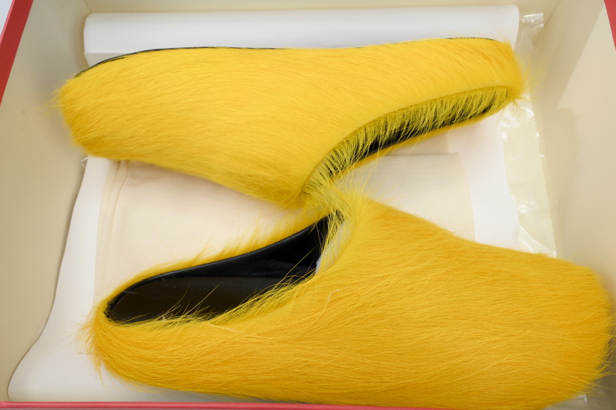 Marni Loafers Long-hair Calfskin Fussbett Sabot Yellow Slippers