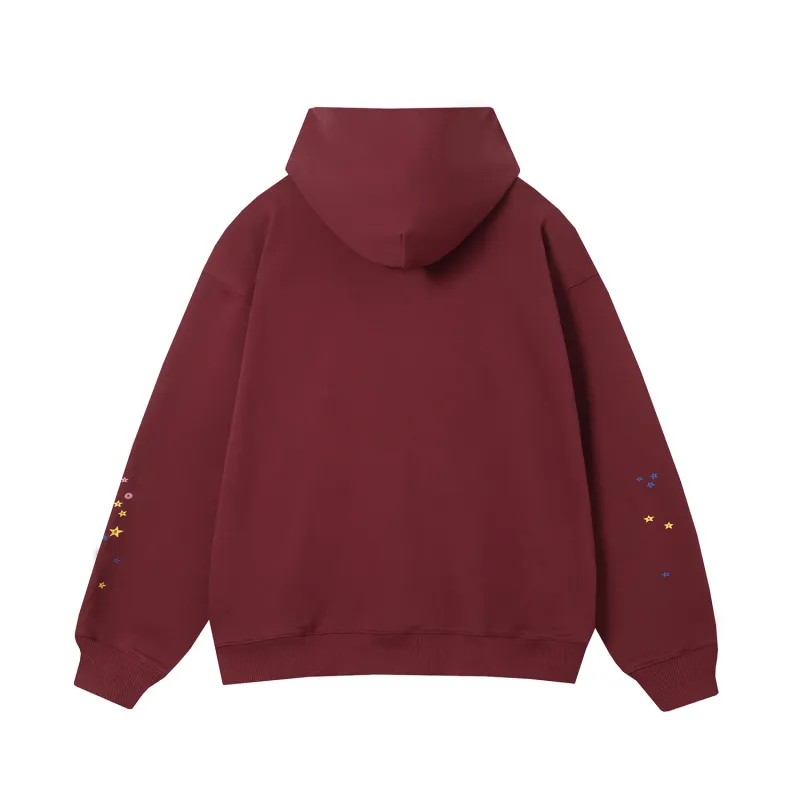 Sp5der Dark Red Suit Hoodie and Sweatpant