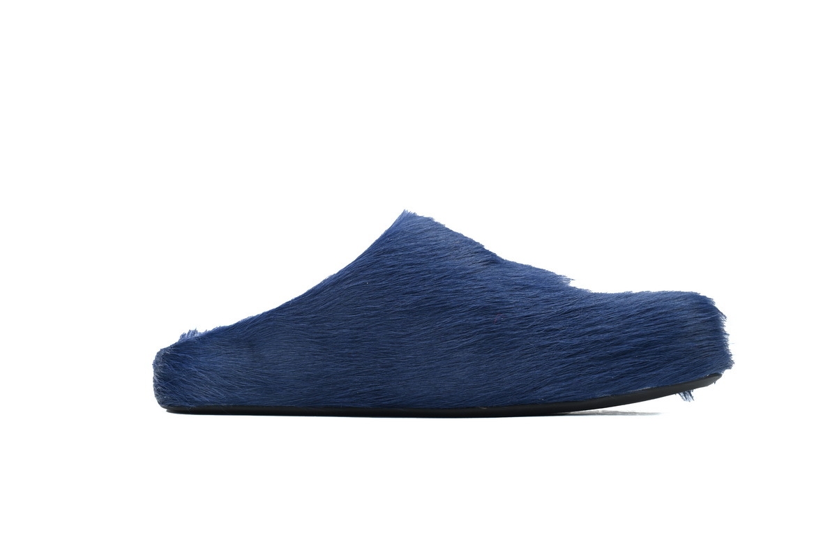 Marni Loafers Long-hair Calfskin Fussbett Dark Blue Slippers