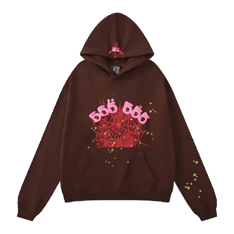 Sp5der Angel Number Hoodie Brown SS22
