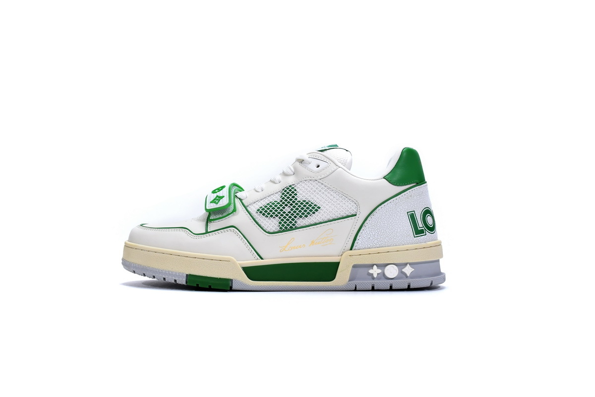 Louis Vuitton Trainer White Green 1A98UX