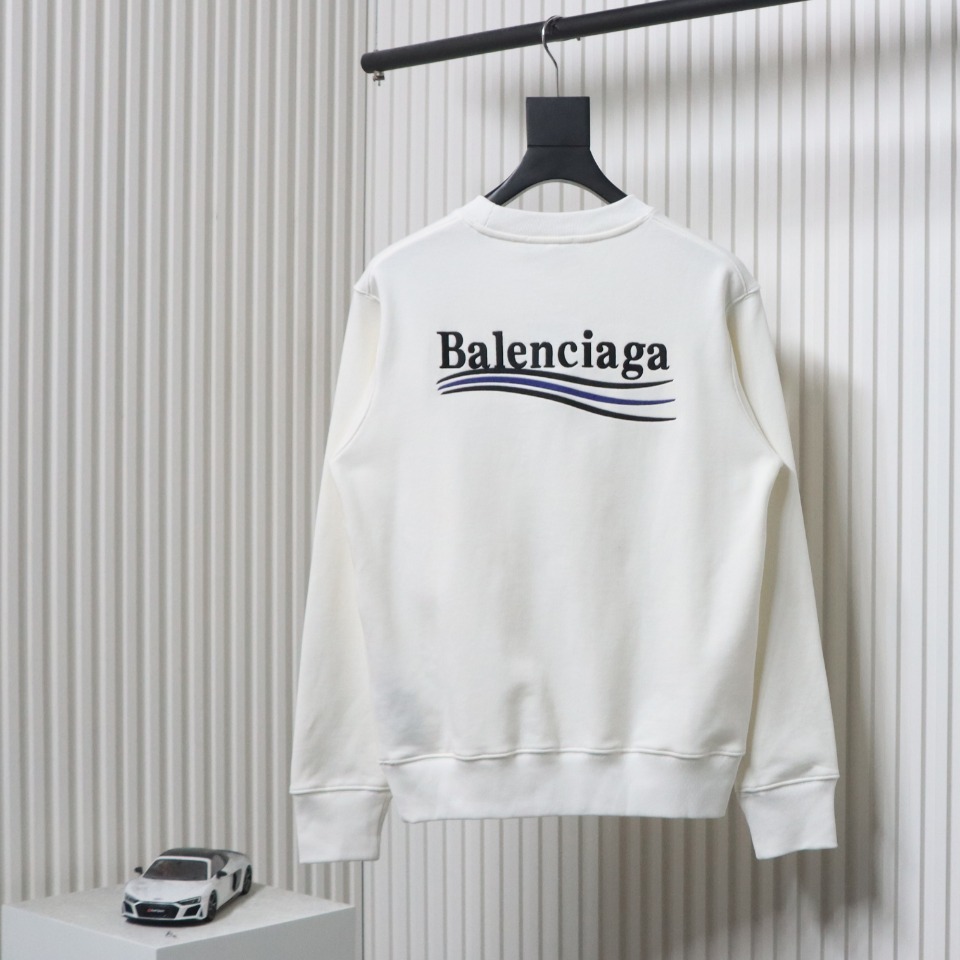 Balenciaga Campaign Logo Printed Hoodie White