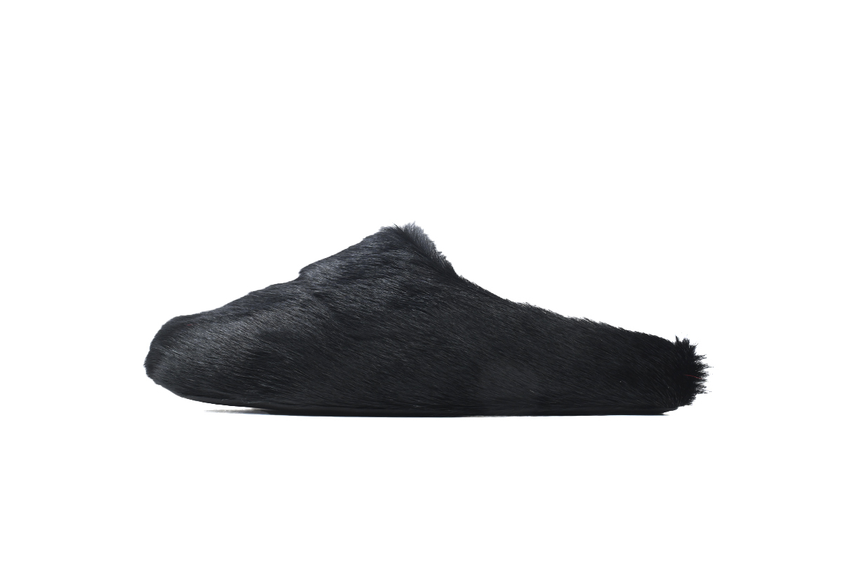 Marni Loafers Long-hair Calfskin Fussbett Sabot Black Slippers