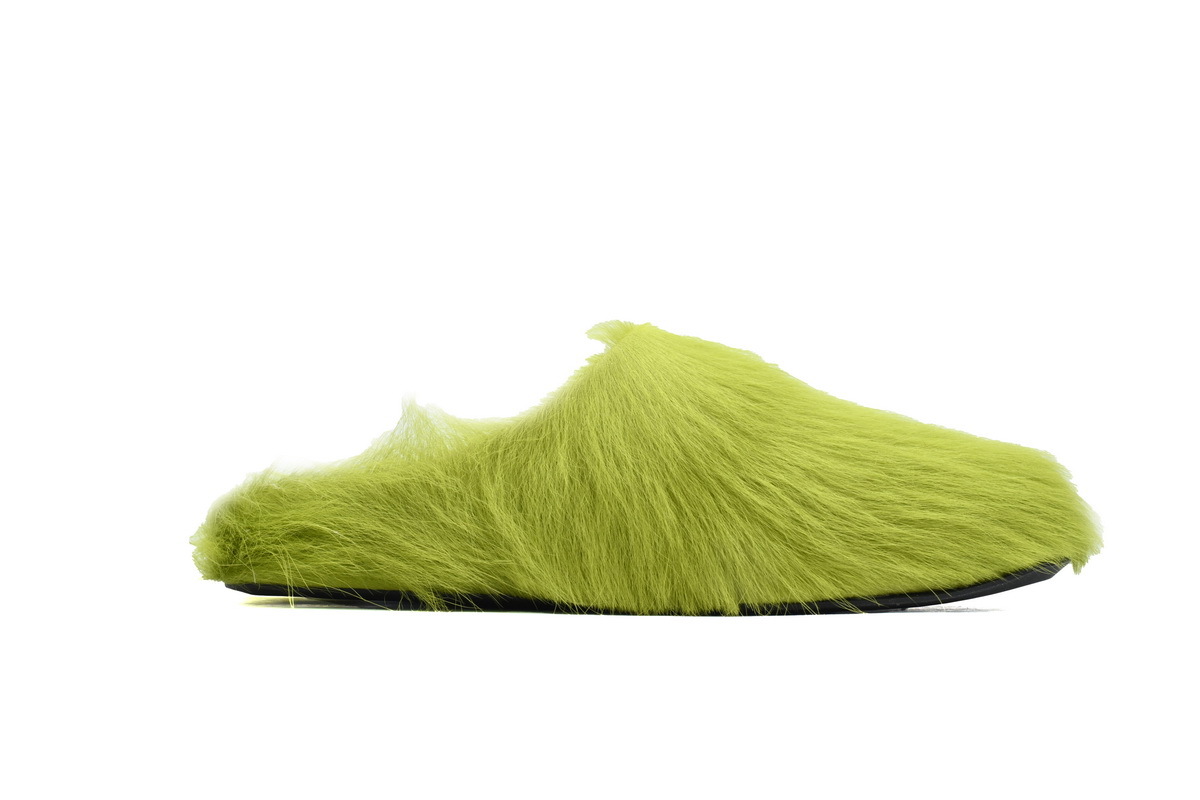 Marni Loafers Long-hair Calfskin Fussbett Sabot Green Slippers