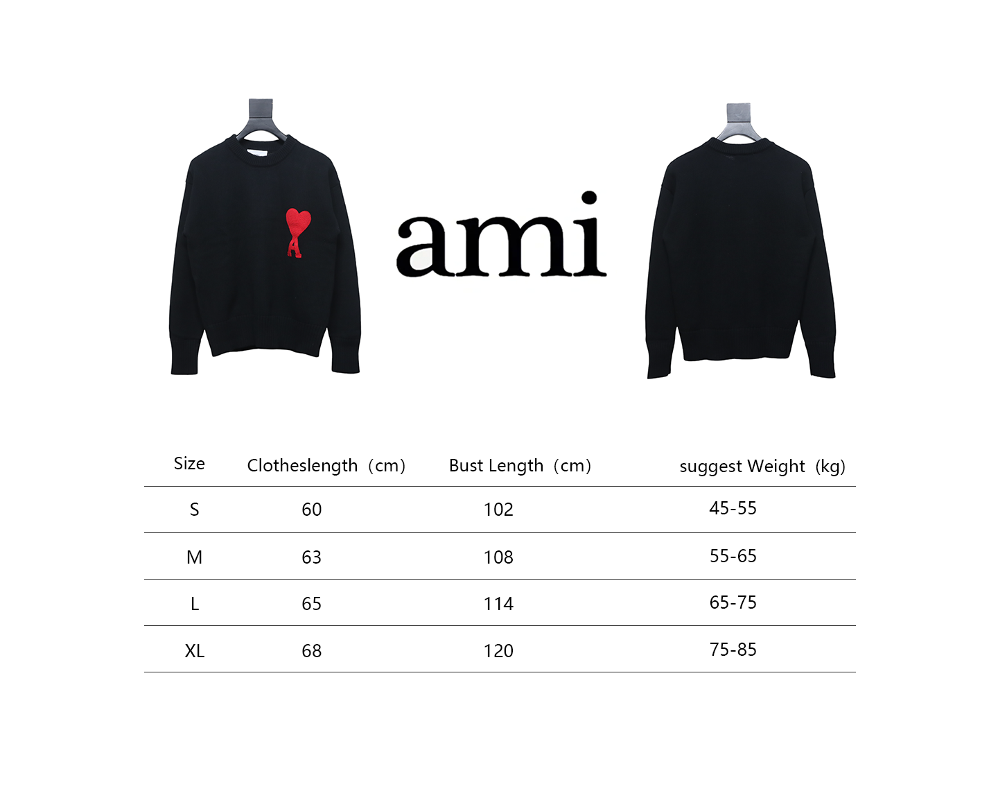 AMI Paris Ami de Coeur Sweater Black 21FW