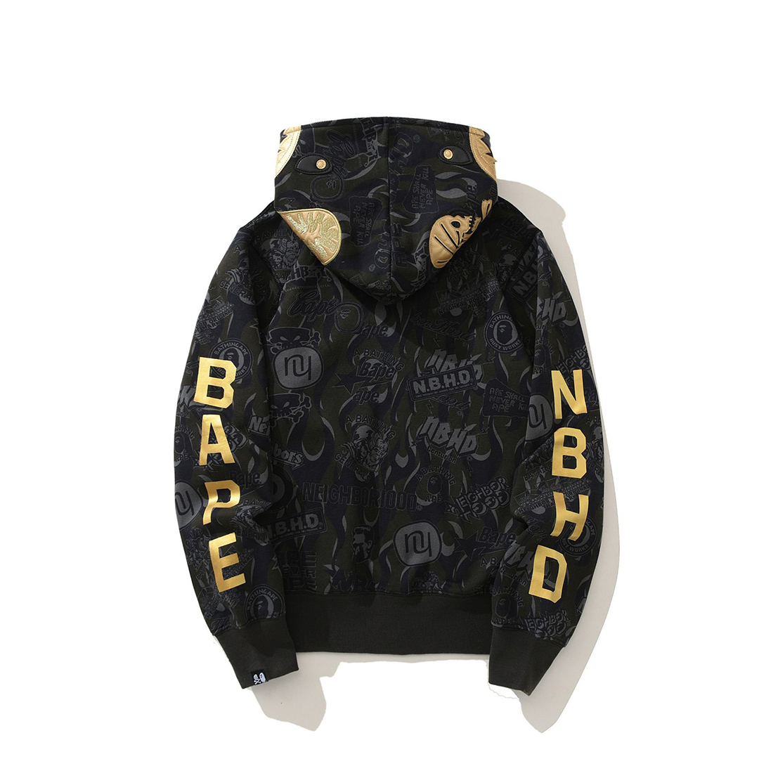 BAPE x NBHD Skull Black and Gold Hoodie