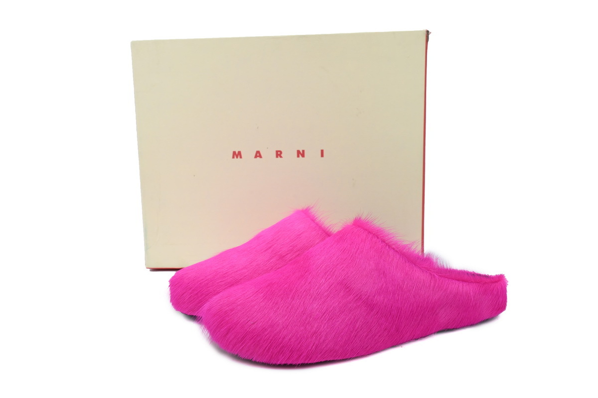 Marni Loafers Long-hair Calfskin Fussbett Sabot Rose Red Slippers
