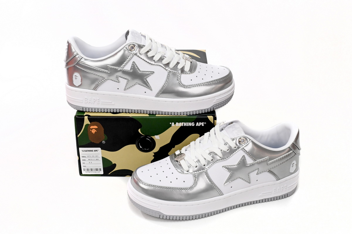 A Bathing Ape Bape Sta Low Silver 1H73 191 921