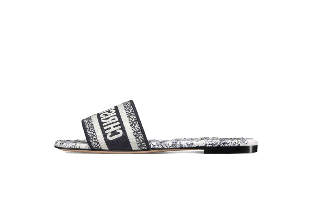 Dior Dway Slide Cloth Sandal Deep Blue