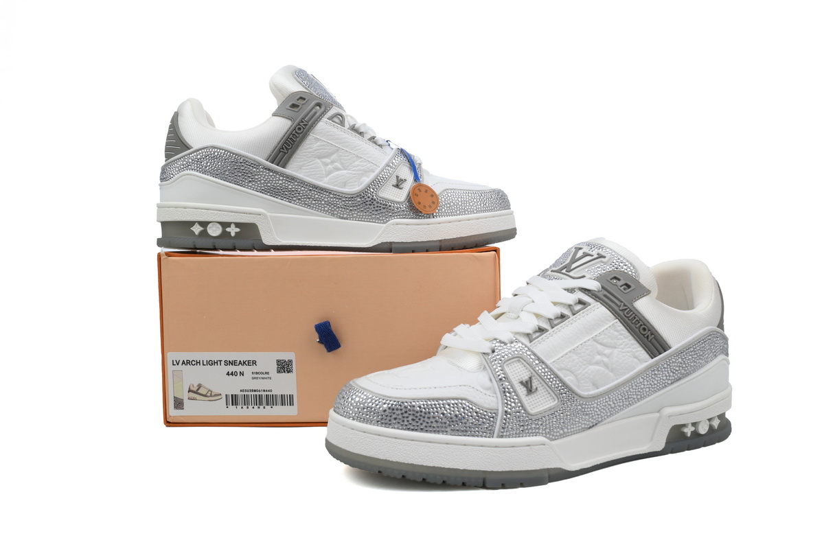 Louis Vuitton Trainer Grey White Swarovski