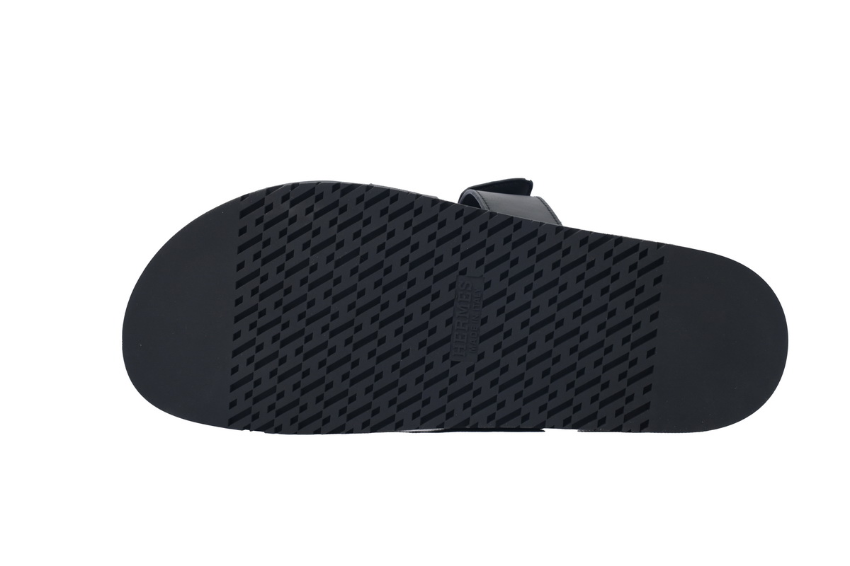 Hermes Calfskin Chypre Sandals Black