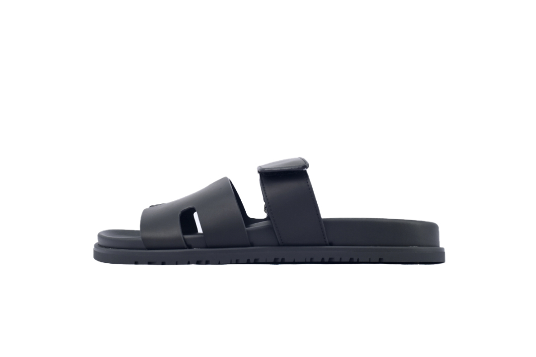 Hermes Calfskin Chypre Sandals Black