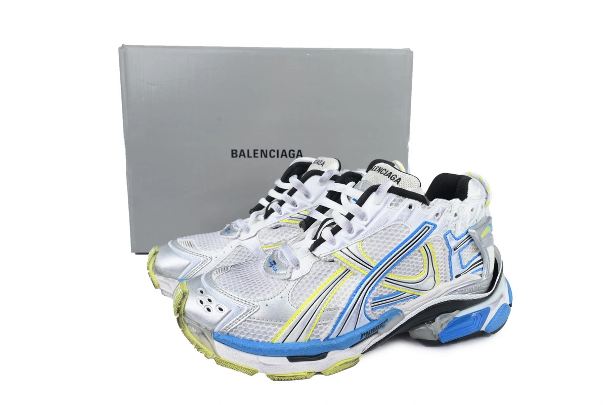 Balenciaga Runner Sneaker White Yellow Blue 772774 W3RMU 9074