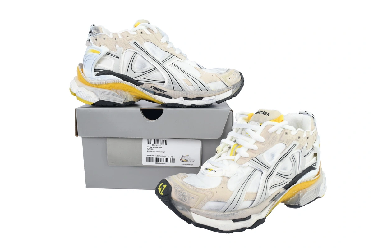 Balenciaga Runner Sneaker White Yellow 772767 W3RNY 9170
