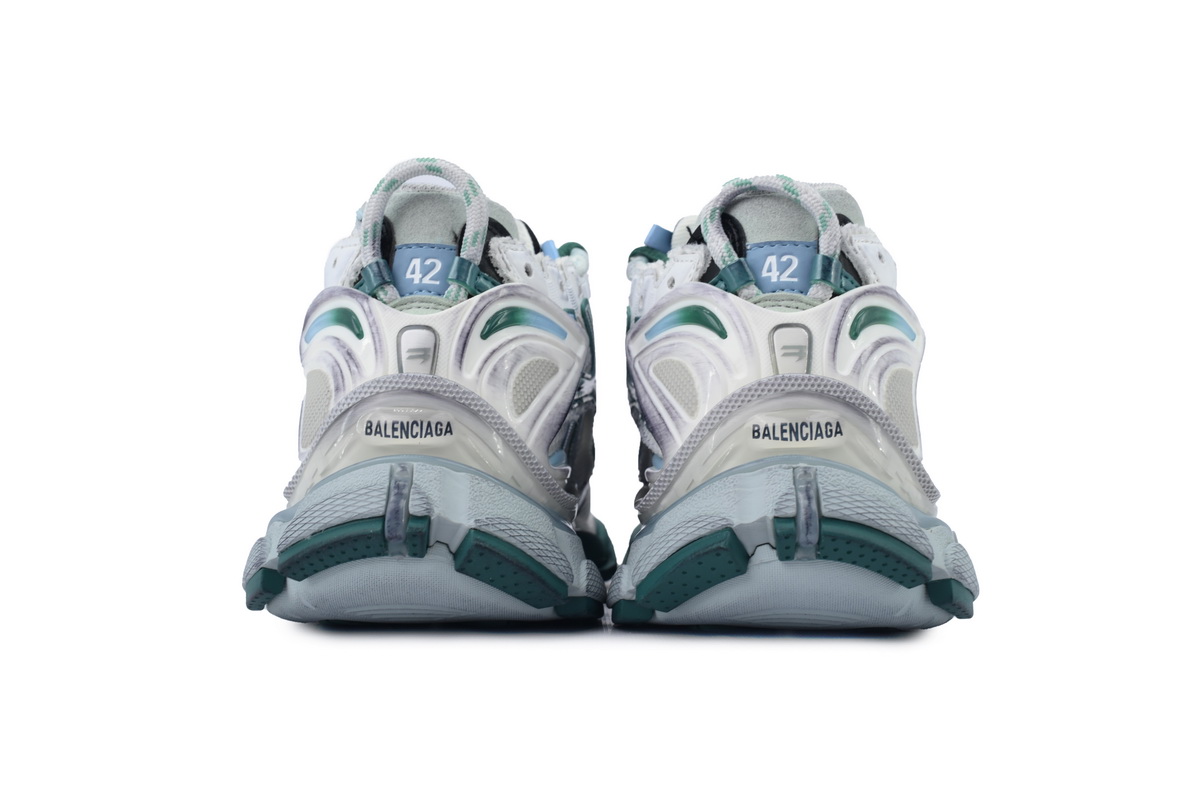 Balenciaga Runner Sneaker White Green Blue 772774 W3RMU 9034
