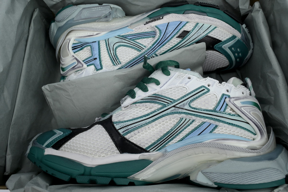 Balenciaga Runner Sneaker White Green Blue 772774 W3RMU 9034