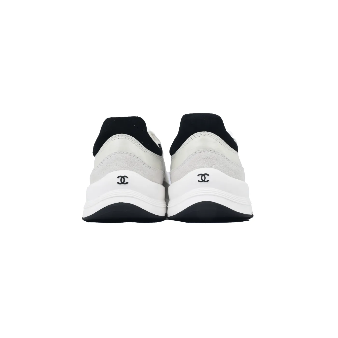Chanel Interlocking CC Logo Calfskin & Suede Calfskin Sneakers White