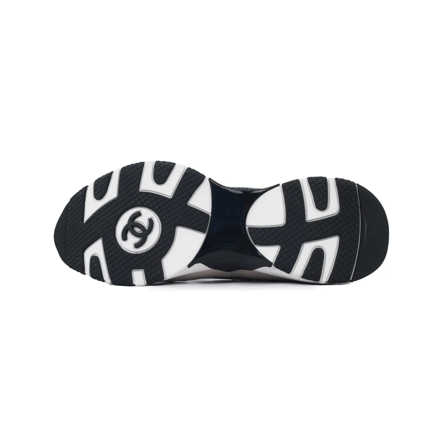 Chanel Interlocking CC Logo Laminated Calfskin & Suede Calfskin Sneakers Light Gold, Light Gray Black