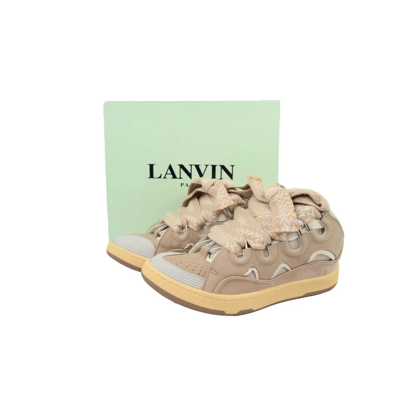 Lanvin Curb Sneakers White Brown