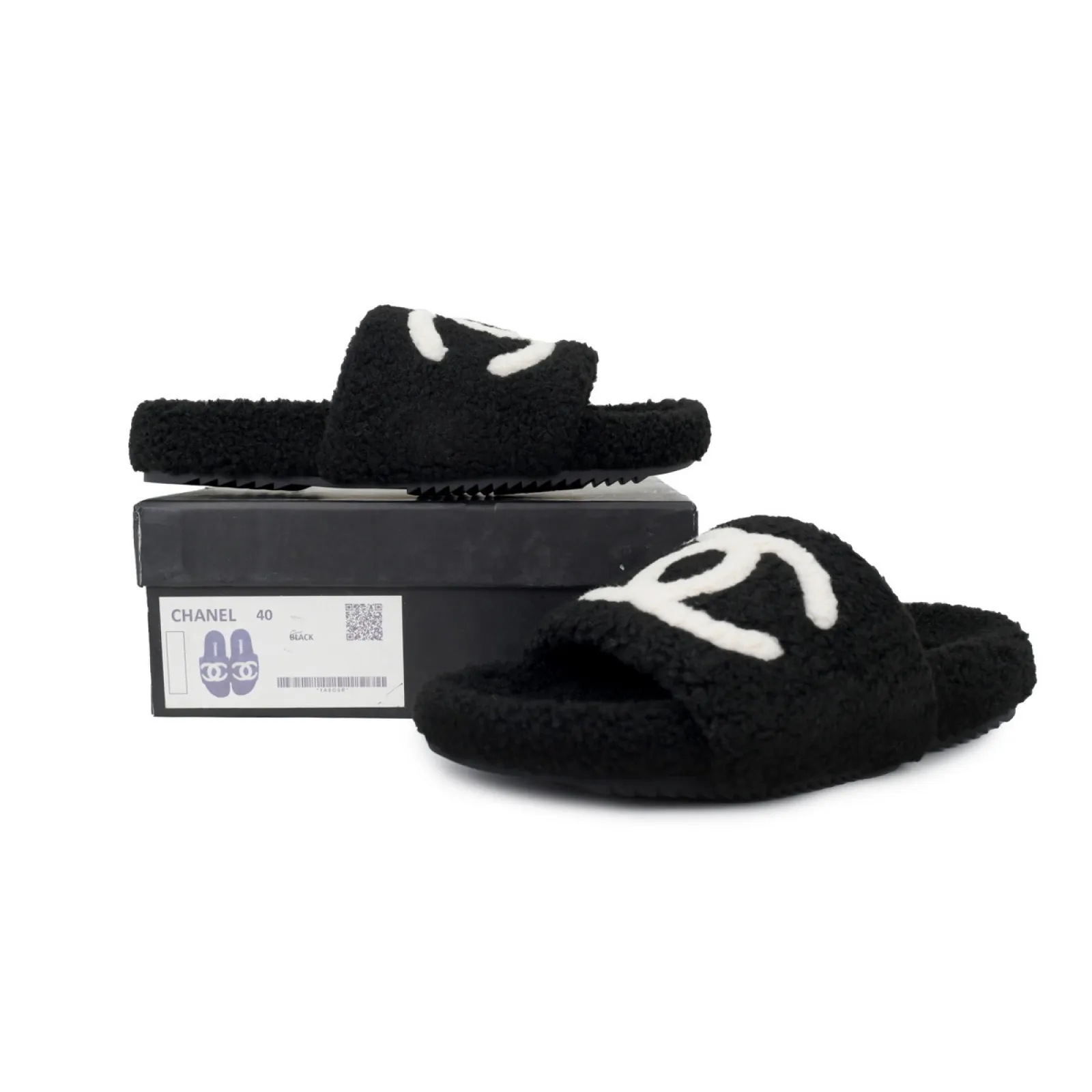 Chanel Wool Slippers Black