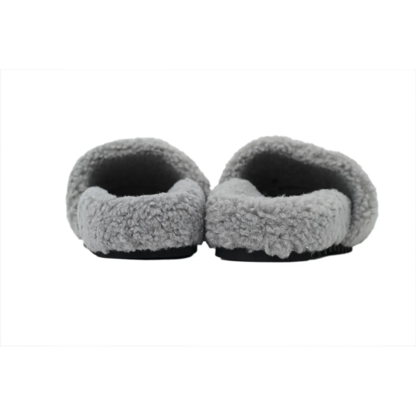 Louis Vuitton Bom Dia Shearling Flate Slippers Dark Gray