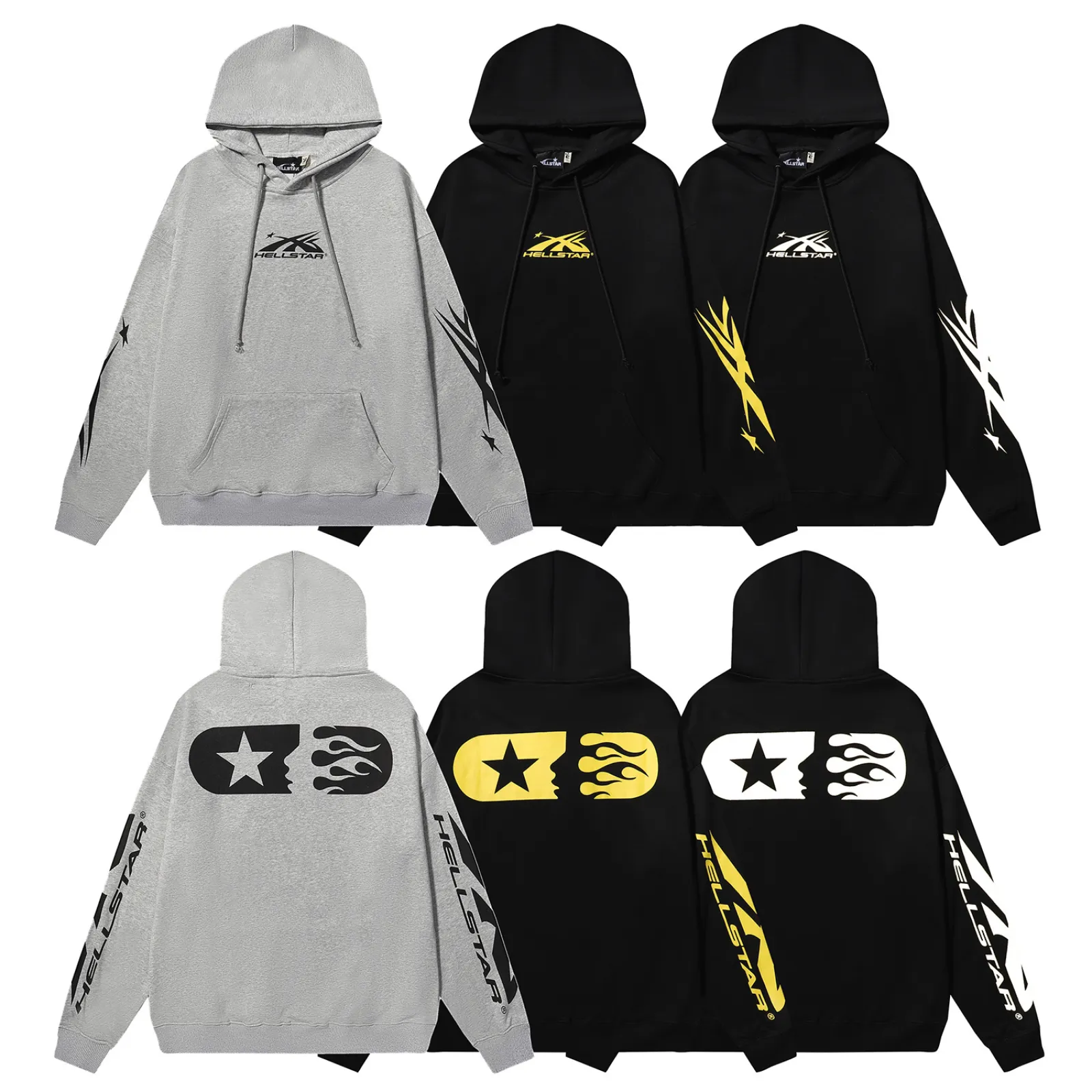 Hellstar Hoodies Black Yellow/Gray/Black White