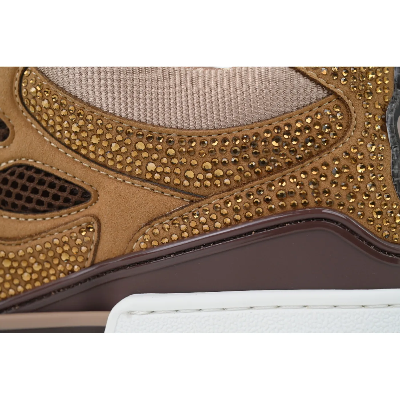 Louis Vuitton LV Skate White Brown With Rhinestones