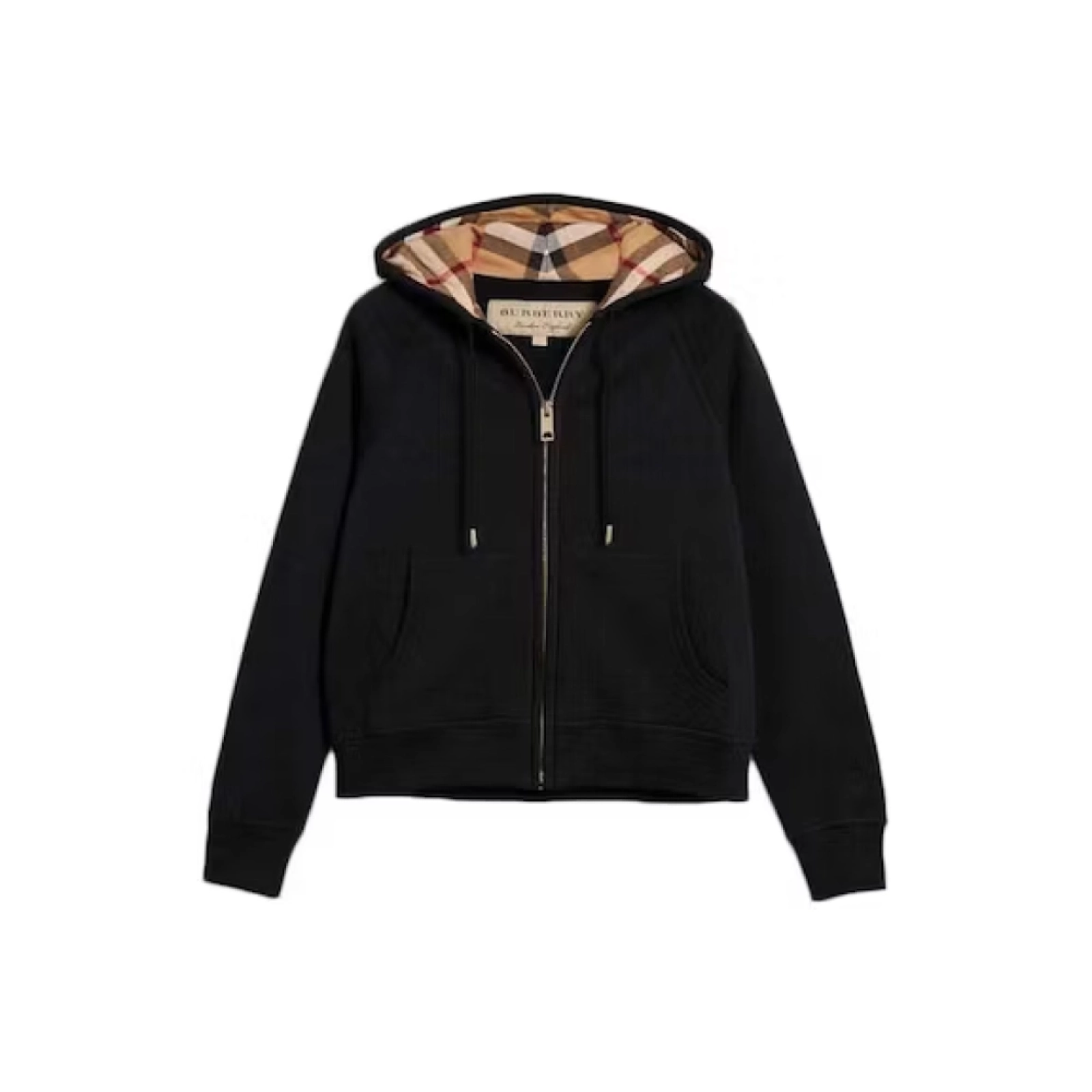 Burberry Zip Up Hoodie With Check Hood Black/Brich Brown+Amiri Jeans